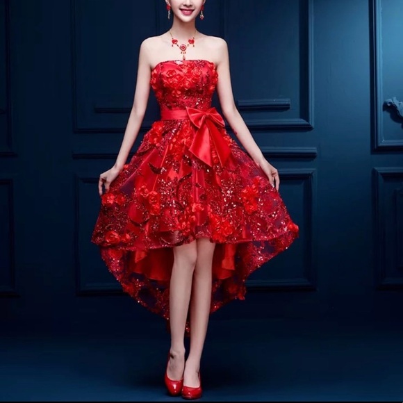 Dresses & Skirts - COPY - High low sequined party dress with removab…